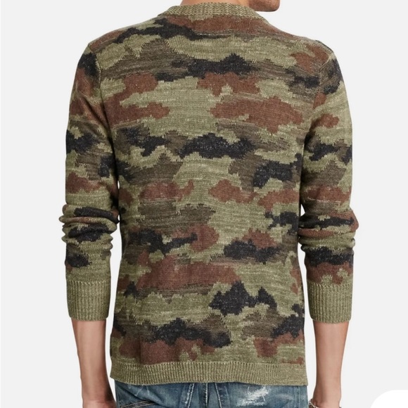 MENS RALPH LAUREN DENIM & SUPPLY CAMOUFLAGE CARDIGAN SWEATER, SMALL - Picture 2 of 7